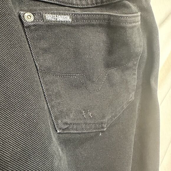 Vtg Harley Davidson Mens 42x30 Faded Spell Out Traditional Fit Jeans Black USA - Picture 8 of 16